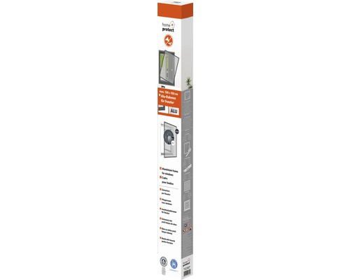 Home Protect Insektenschutz Fenster mit Aluminiumrahmen, maximale Größe 130 mal 150 Zentimeter
