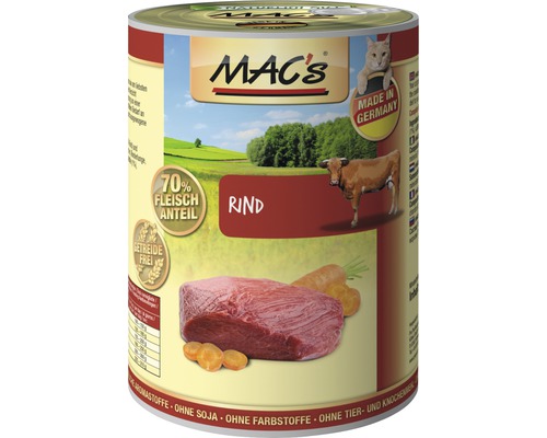 Katzenfutter nass MAC´s CAT Super food mit Rind 400 g getreidefrei