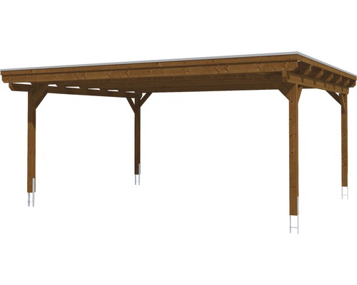 Holzcarport mit Flachdach und Pfostenanker
