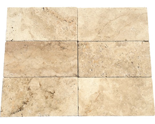 FLAIRSTONE Travertin Terrassenplatte Assos 40,6 cm x 20,3 cm x 3 cm Sechs Travertin Fliesen