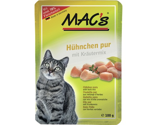 Katzenfutter nass MAC´s CAT Super food mit Adult Huhn pur und Mineralstoffen, Katzenminze 100 g getreidefrei