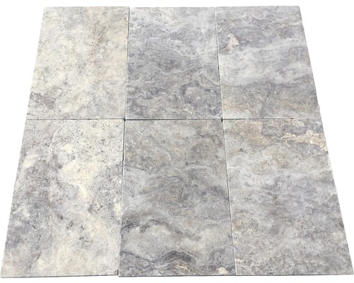 FLAIRSTONE Travertin Terrassenplatte Genua grau 61 cm x 40,6 cm x 3 cm FLAIRSTONE Travertin Terrassenplatte Genua grau 61 cm x 40,6 cm x 3 cm