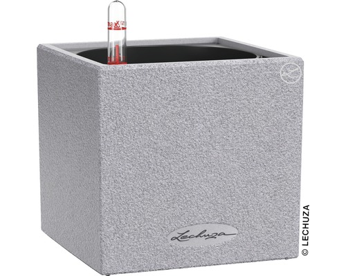 Blumentopf Canto Stone Kunststoff 14x14x14 cm steingrau inkl. Erdbewässerungsystem und Wasserstandsanzeiger-0