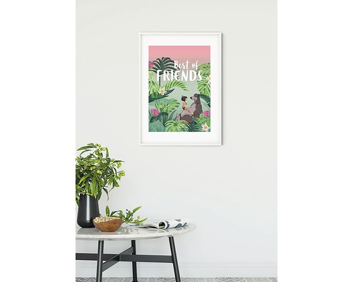 Dekorativer Bilderrahmen mit Dschungelbuch-Motiv ''Beste Freunde'' an einer Wand