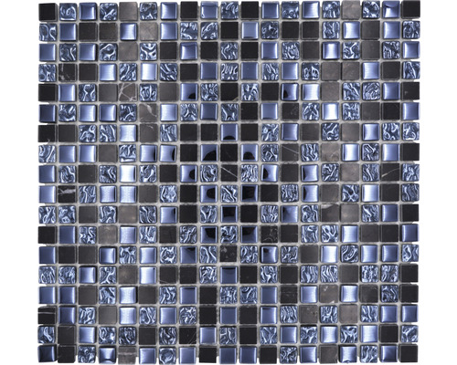 Glasmosaik mit Naturstein XCM M860 30,5x32,5 cm schwarz