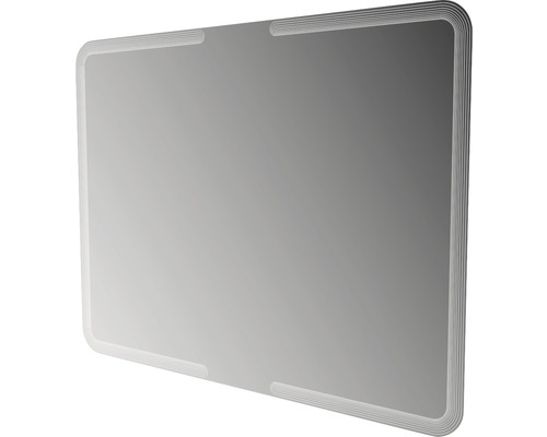 LED-Spiegel 120x90 cm Streifen IP 44 (fremdkörper- und spritzwassergeschützt) Rechteckiger Spiegel mit abgerundeten Ecken und dekorativem Rand