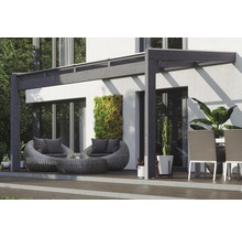 Terrassenüberdachung SKAN HOLZ Novara mit Pfostenlaschen 450x309 cm grau