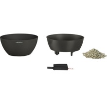 Blumenschale Cubeto Stone Kunststoff 30x30x13 cm schwarz inkl. Erdbewässerungsystem und Wasserstandsanzeiger-thumb-1