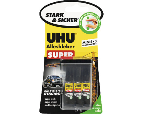 UHU Alleskleber Super Strong & Safe minis 3 x 1 g Uhu Alleskleber Super, drei Tuben in einer Packung