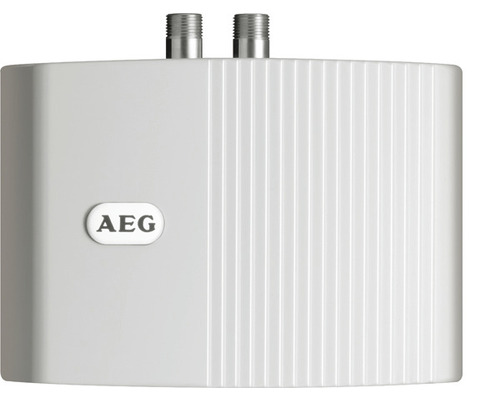 Klein-Durchlauferhitzer AEG MTD 440 hydraulisch nur fürs Handwaschbecken, 4,4 kW, ohne Stecker Festanschluss 230V AEG Logo auf elektronischem Warmwasserspeicher zur Wandmontage