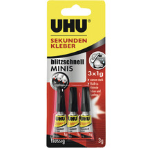 UHU Sekundenkleber blitzschnell Minis Blister 3 x 1 g