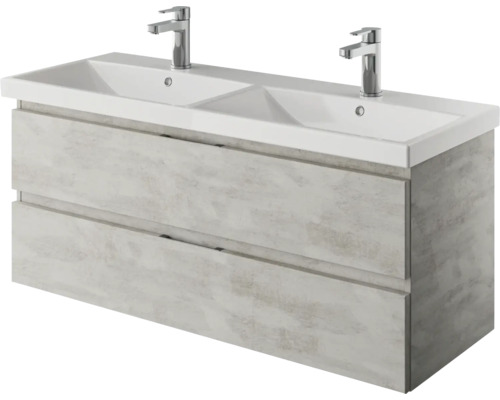 Waschtischunterschrank mit zwei Waschbecken und zwei Schubladen