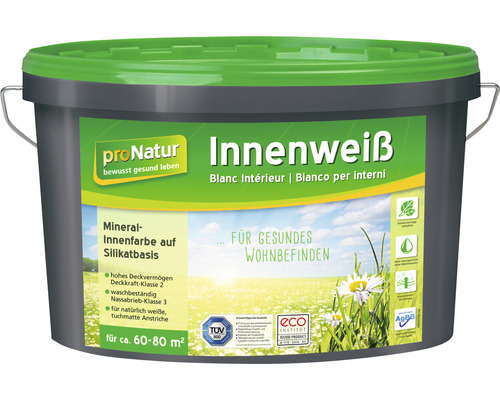 pronatur Innenweiß Silikatfarbe Mineralfarbe weiß 10 l Eimer Innenraumfarbe auf Silikatbasis
