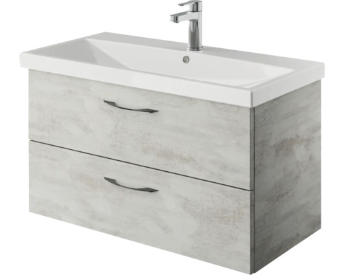 Waschtischunterschrank mit zwei Schubladen und Aufsatzwaschbecken