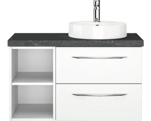 Waschbeckenunterschrank mit Aufsatzwaschbecken und zwei Schubladen