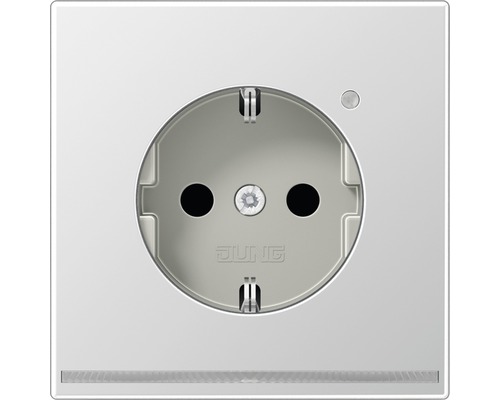 Jung AL 1520-O LNW Steckdose mit LED-Orientierungslicht + Helligkeitssensor + erhöhter Berührungsschutz aluminium lackiert LS990 LS-design Jung Schuko Steckdose mit Klappdeckel