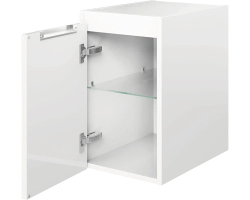 Weißer Hängeunterschrank mit Tür und Glasboden