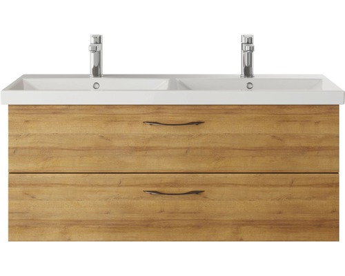 Waschtischunterschrank mit Doppelwaschbecken und zwei Schubladen