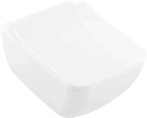 Weißes wandhängendes WC mit geschlossenem Spülrand und WC-Sitz