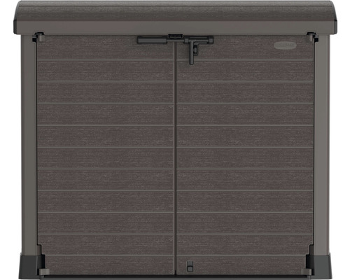 Mülltonnenbox StoreAway DuraMax 1200 l 145 x 82,5 x 125 cm braun Kunststoff Gartentruhe mit abschließbaren Türen zur Aufbewahrung von Gartengeräten und Werkzeugen