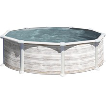 Aufstellpool Stahlwandpool-Set Gre rund Ø 480x132 cm inkl. Sandfilteranlage, Skimmer, Leiter, Filtersand & Bodenschutzvlies weiß