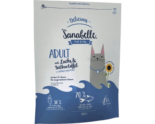 Sanabelle Adult Trockenfutter mit Lachs und Süßkartoffel, 400 Gramm Packung
