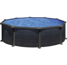 Aufstellpool Stahlwandpool-Set Gre rund Ø 480x132 cm inkl. Sandfilteranlage, Skimmer, Leiter, Filtersand & Bodenschutzvlies grau