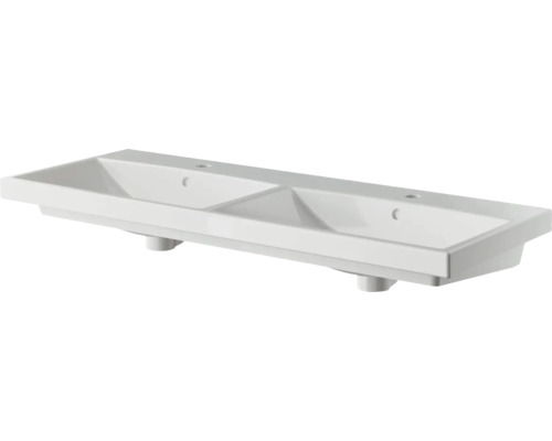 Pelipal Doppelwaschtisch Xpressline 4035 120 x 45 cm weiß glänzend 4900.991239 Doppelwaschtisch aus Sanitärkeramik mit zwei Becken