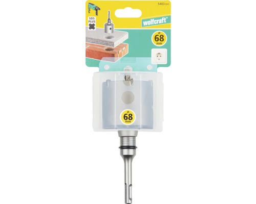 Wolfcraft Lochsäge mit SDS Plus Aufnahme, 68 Millimeter Durchmesser, zum Bohren in Stein und Mauerwerk