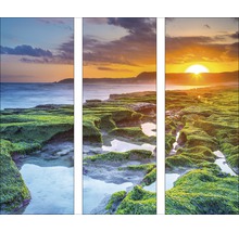 Glasbild Green & Orange Horizon 3er-Set 3x 30x80 cm GLA1883