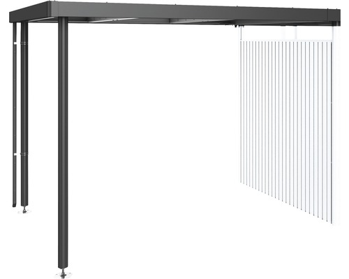 Seitendach Biohort zu HighLine H3 282 x 235 cm dunkelgrau-metallic Freistehende Terrassenüberdachung mit Lamellenvorhang