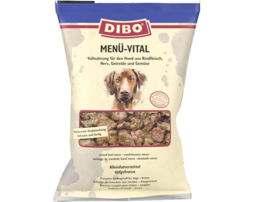 Dibo Menü-Vital Hundefutter mit Rindfleisch, Herz, Getreide und Gemüse, tiefgefroren