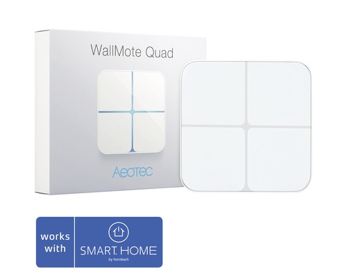 Aeotec Funkwandschalter WallMote Quad mit 4 Tasten geeignet für Steuerung von Geräten und Szenen Slider-Funktion AEOEZW130 - Kompatibel mit SMART HOME by hornbach