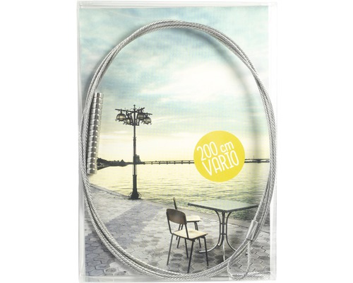 Bilderaufhängesystem mit Stahlseil und 200 Zentimeter Länge