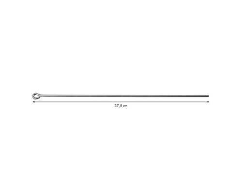 Metallischer Grillspieß mit Öse und einer Länge von 37,5 cm.