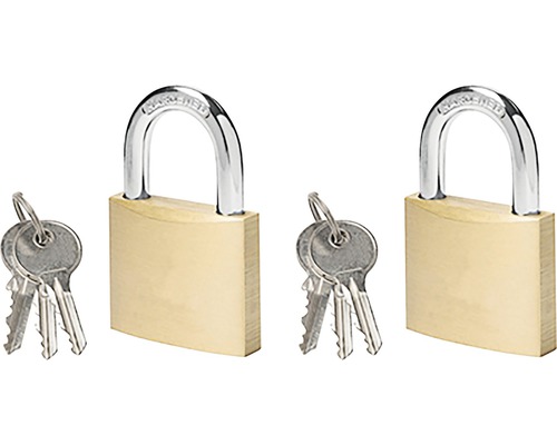Vorhängeschloss Messing 40 mm 2er Pack Zwei Vorhängeschlösser mit Schlüsseln