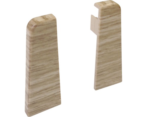 Zwei Sockelleisten-Abschlüsse in Holzoptik