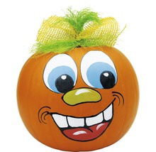 Bemalter Kürbis mit Gesicht und Haarschmuck für Halloween