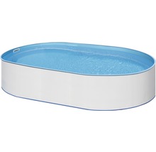 Ovales Schwimmbecken mit Stahlwand und Wasser