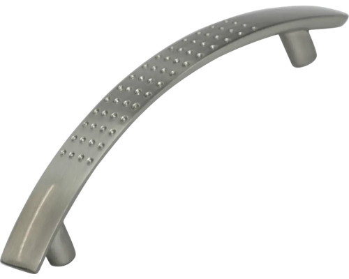 Segmentbogengriff Metall edelstahlfinish Lochabstand 96 mm LxBxH 124/17/28 mm Gebogener Möbelgriff aus Metall mit Noppen
