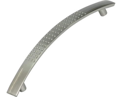 Segmentbogengriff Metall edelstahlfinish Lochabstand 128 mm LxBxH 155/17/28 mm Gebogener Möbelgriff mit Noppenmuster