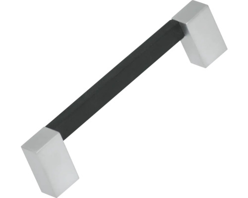 Möbelgriff Softtouch Metall/Gummi matt/chrom Lochabstand 128 mm LxBxH 149/15/35 mm Möbelgriff aus Metall