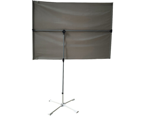 Grauer, freistehender Sichtschutz mit Gestell für den Außenbereich