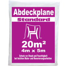 Standard Abdeckplane 4m x 5m, 20 Quadratmeter zum Schutz vor Staub und Feuchtigkeit bei Maler- und Renovierungsarbeiten.