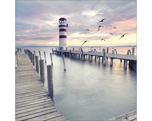 Glasbild White & Red Lighthouse 50x50 cm GLA1974