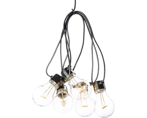 LED Biergartenlichterkette Konstsmide 2 m + Zuleitungslänge 3 m 5 LEDs Lichtfarbe bernstein batteriebetrieben inkl. 6 Stunden Timer Lichterkette mit mehreren Glühbirnen