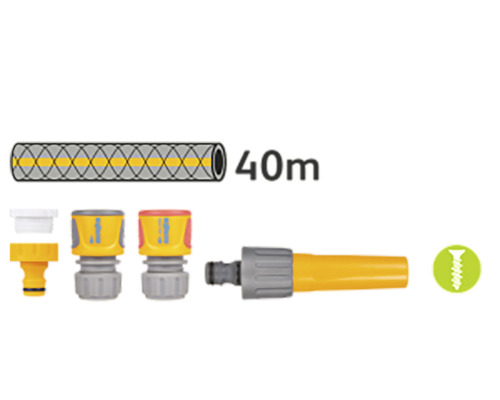Gartenschlauch-Set 40 Meter mit Spritze und Anschlussstücken