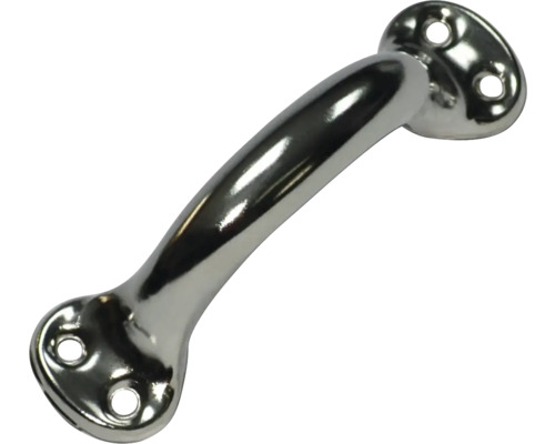 Möbelgriff Hohlgriff Stahlblech vernickelt Lochabstand 72 mm LxBxH 87/11/27 mm Griff aus Metall mit zwei Befestigungspunkten