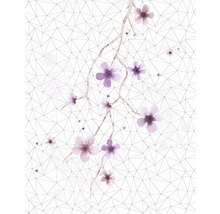 Tapete mit Blütenmuster auf geometrischem Hintergrund