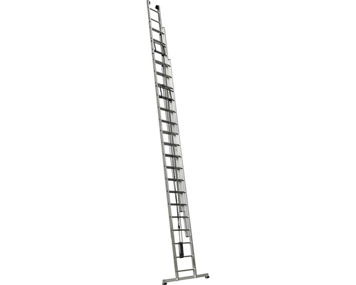 WERNER Seilzugleiter Aluminium 3-teilig 3 x 18 Sprossen Arbeitshöhe 13,05 m Ausgezogene Aluminium Schiebeleiter
